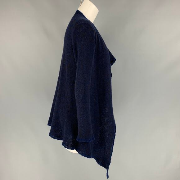 LAINEY Size S Navy & Purple Cashmere Blend Open Front Cardigan - Picture 2 of 5